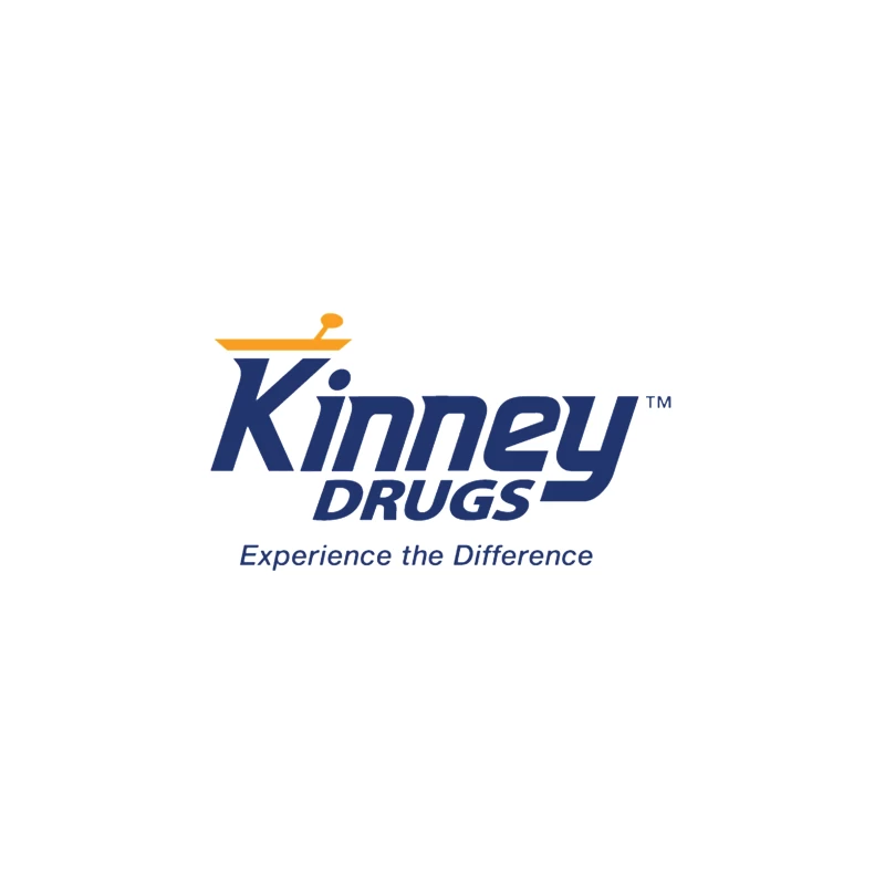 Kinney Drugs Pharmacy Logo with Blue Text and Orange Accent Coffee Mug