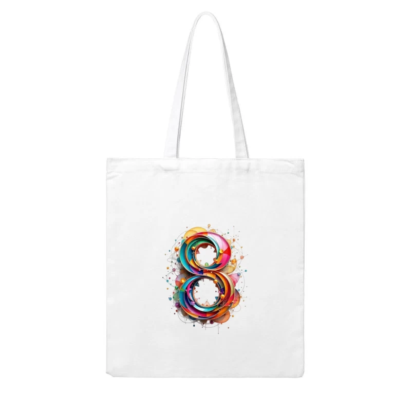 Abstract Colorful Number 8 Digital Art Design Cotton Tote Bag