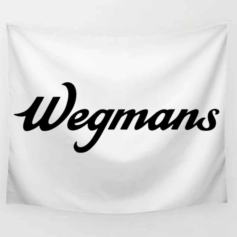 Wegmans Supermarket Chain Logo in Black Script Font Tapestry