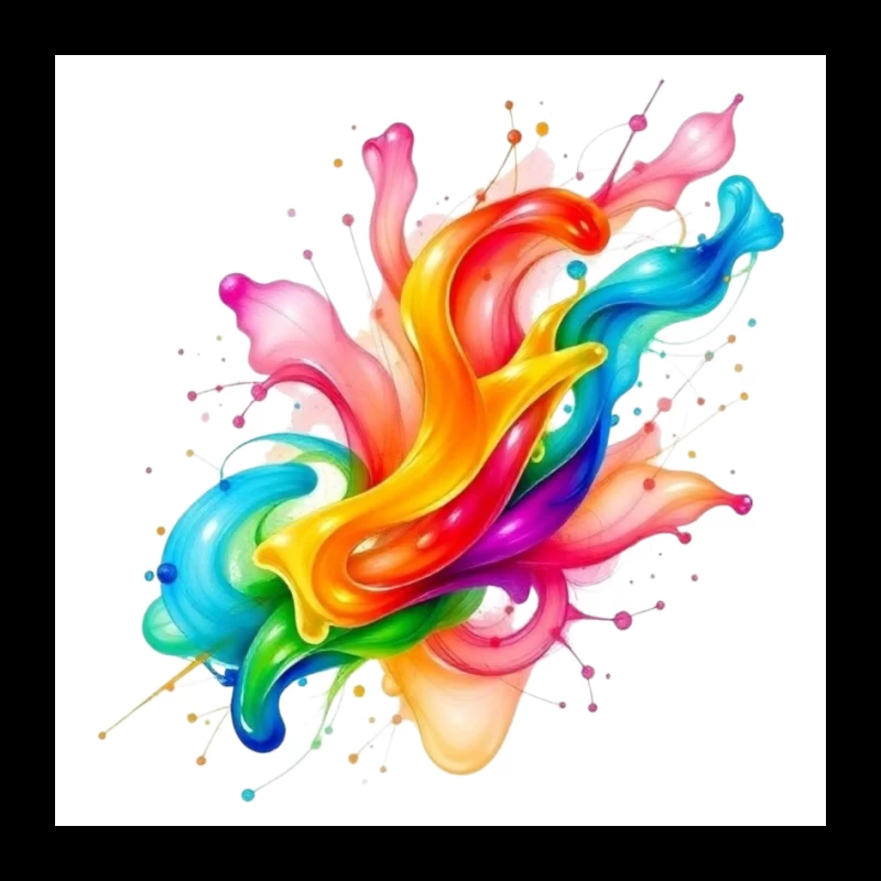 Vibrant Rainbow Abstract Liquid Splash Art Pin