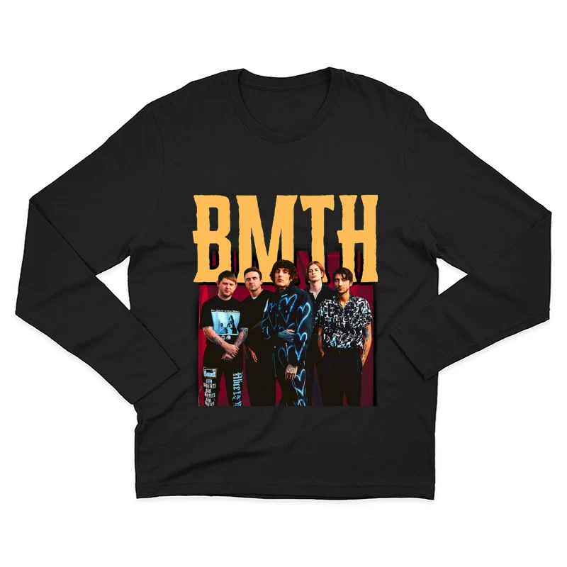 Bring Me The Horizon Band Promotional Photo With Yellow Text Male Long Sleeve T-Shirt