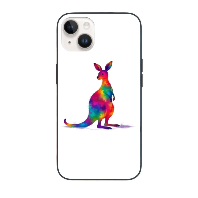 Rainbow Watercolor Kangaroo Art iPhone Case