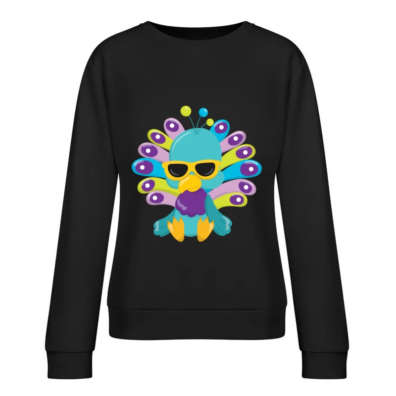 Paon coloré avec lunettes de soleil Femme Sweat-shirt à enfiler