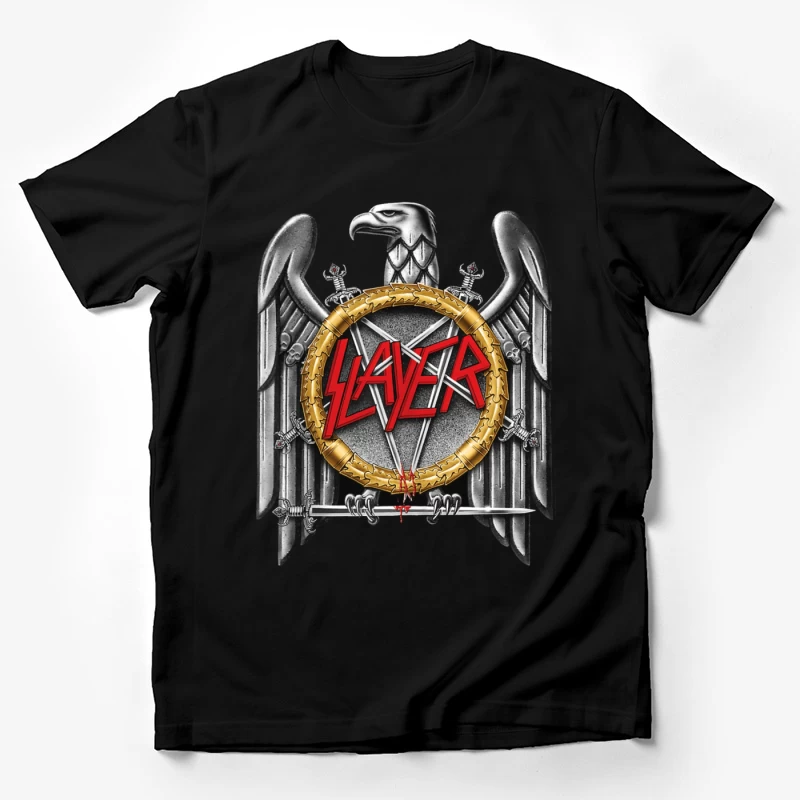 Slayer Metal Band Eagle Emblem with Crossed Swords Male T-Shirt