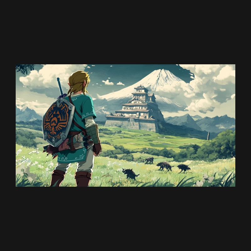 Link's Adventure in Hyrule: A Legend of Zelda Inspired Landscape Desk Mat