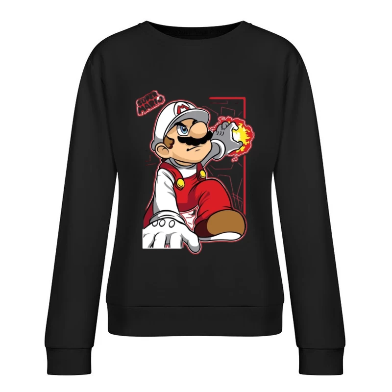 Feuer Mario in Aktion Damen Pullover Sweatshirt
