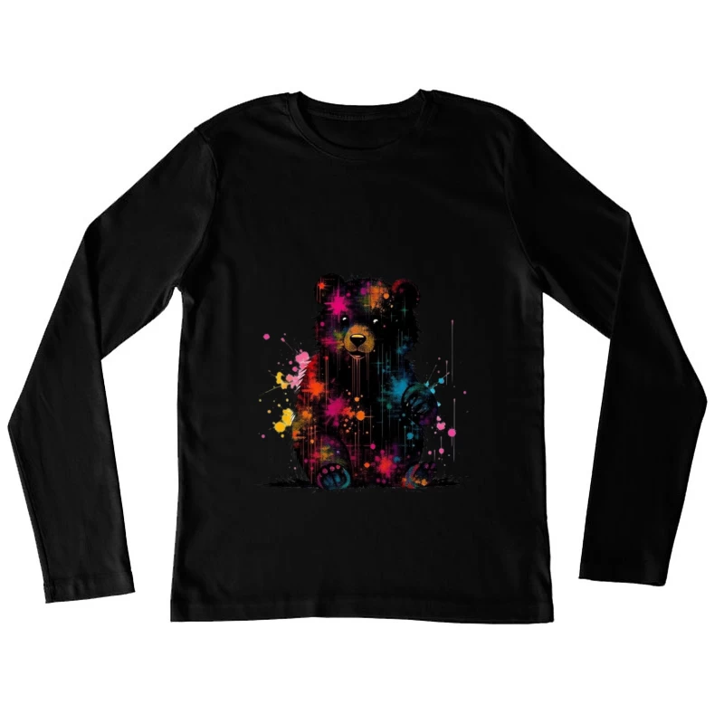 Cosmic Watercolor Teddy Bear Art Female Long Sleeve T-Shirt