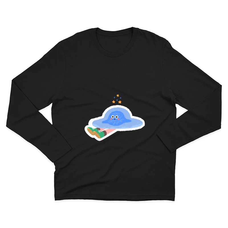 Blauer Hut mit Sternen und Beine in grünen Schuhen Herren Langarm T-Shirt