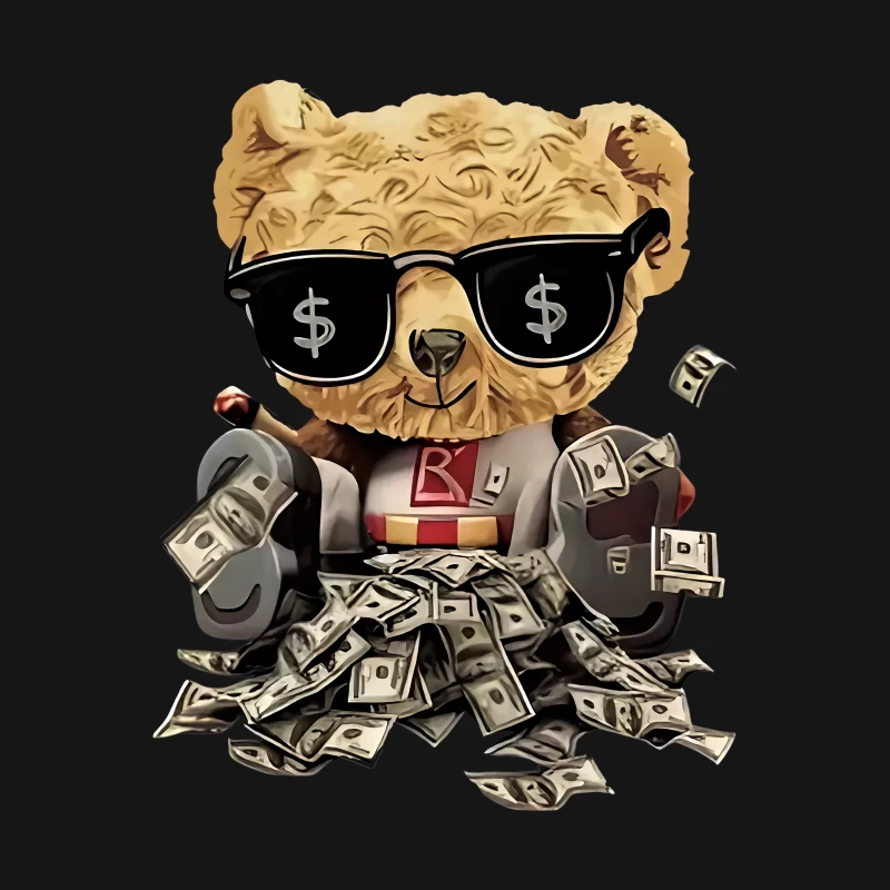 Cooler Teddybär mit Sonnenbrille und Geld Herren T-Shirt
