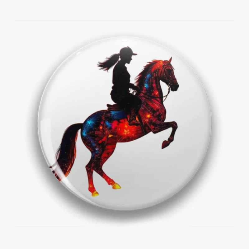 Cosmic Equestrian Silhouette with Galaxy Horse Pin