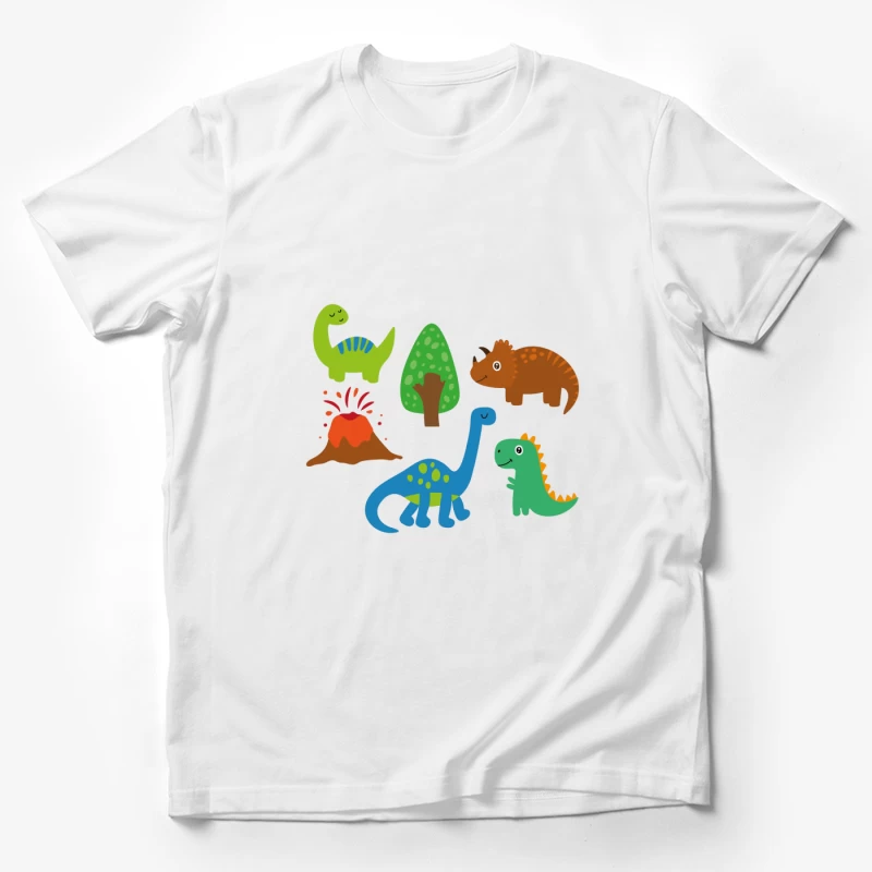 Colorés dinosaures et volcan Homme T-Shirt
