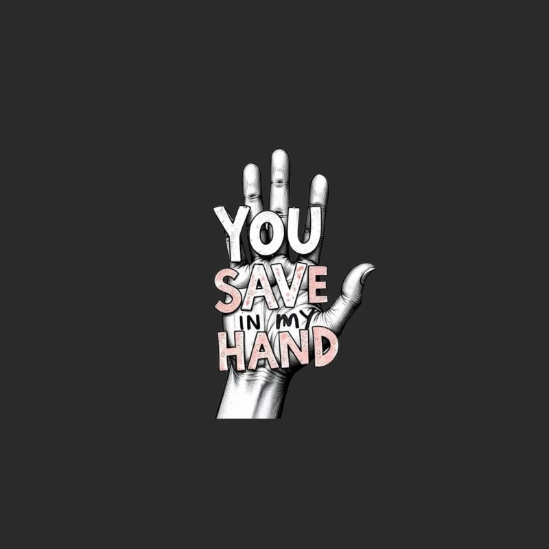 Hand-Drawn Typography: "You Save In My Hand" Artistic Illustration Baseball Cap