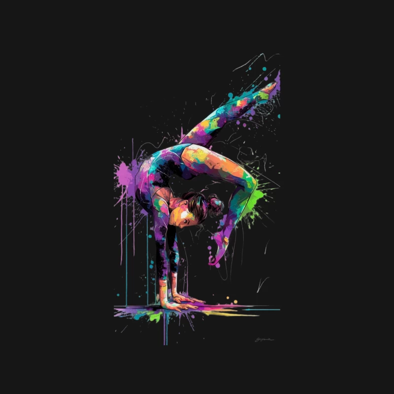 Vibrant Splatter Art of Flexible Gymnast Pose Mouse Pad