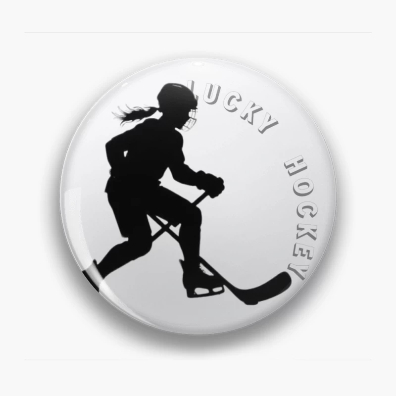 Female Hockey Player Silhouette in Action Pin