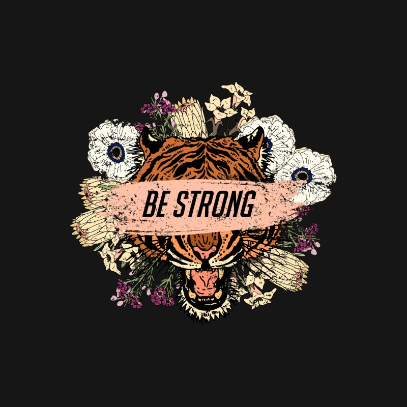 Tigre puissant avec fleurs et slogan Femme T-Shirt