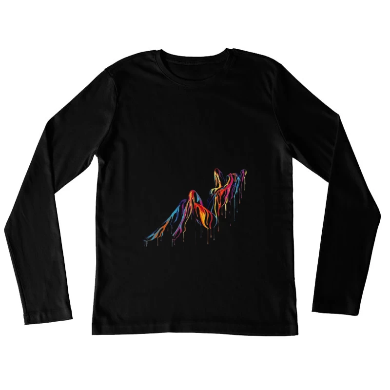 Colorful Dripping Abstract Mountain Art Female Long Sleeve T-Shirt