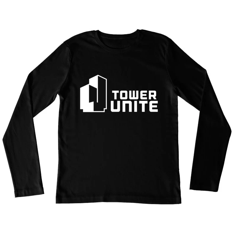 Minimalist Tower Unite Logo Design in Black and White Female Long Sleeve T-Shirt