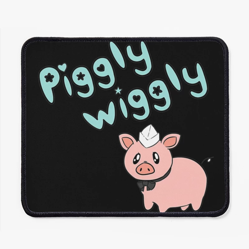 Cute Cartoon Pig with "Piggly Wiggly" Text Mouse Pad