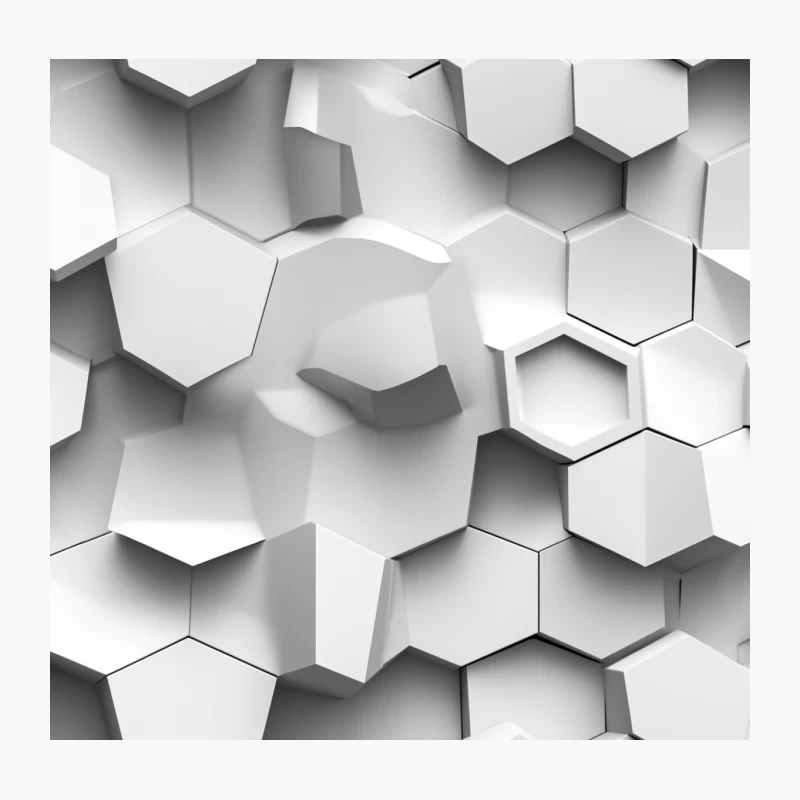 3D Hexagonal Geometric Abstract White Texture Pattern Throw Pillow