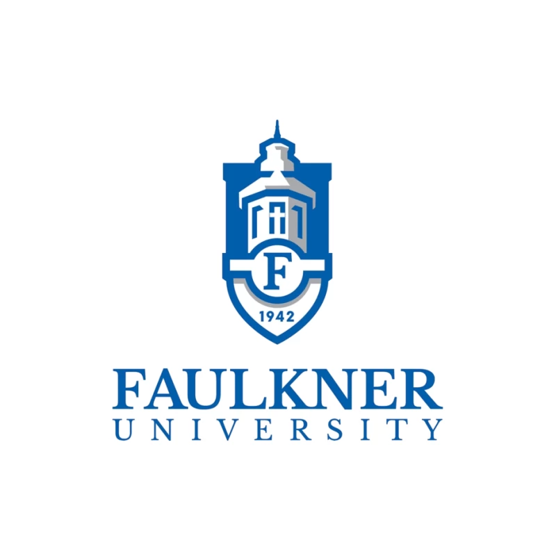 Faulkner University Logo - Educational Shield with Church Spire Design from 1942 Pin