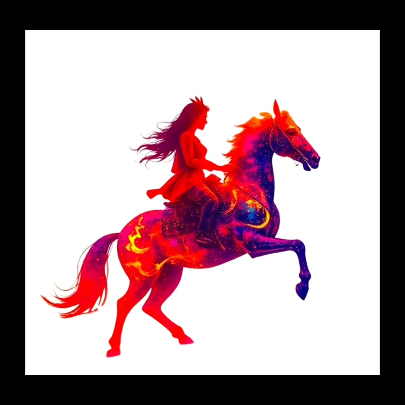 Mystical Red Horse and Rider Silhouette Fantasy Art Throw Pillow