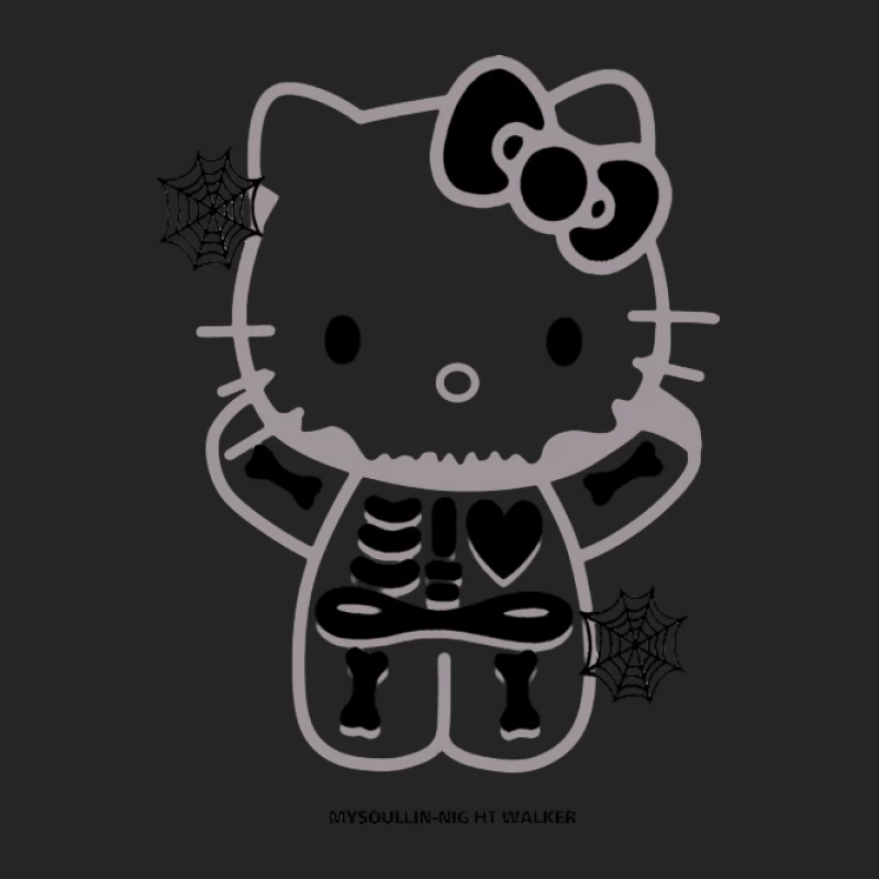 Skelett Hello Kitty Design mit Spinnennetzen Damen Pullover Sweatshirt