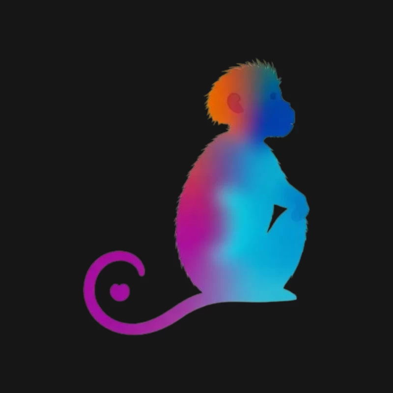 Colorful Gradient Monkey Silhouette with Curled Tail Mouse Pad