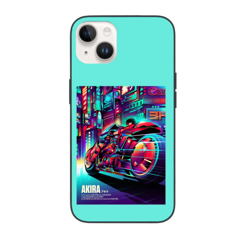 Cyberpunk Akira Motorcycle in Neon City iPhone Case