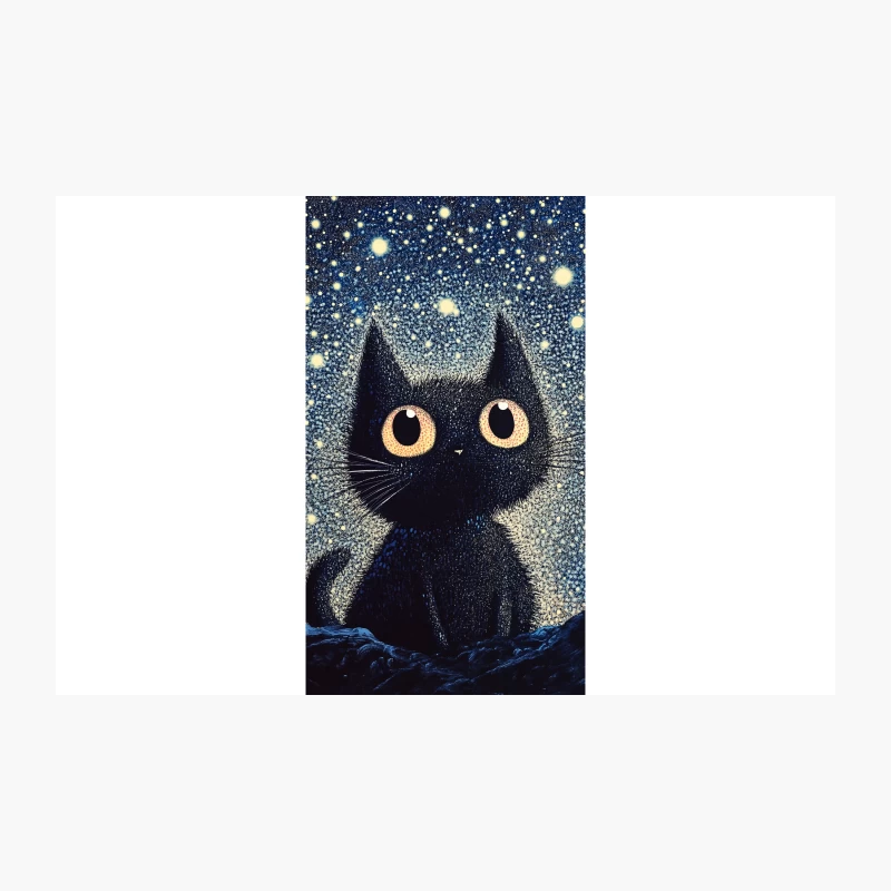 Starry-Eyed Black Cat Under a Twinkling Night Sky Travel Mug