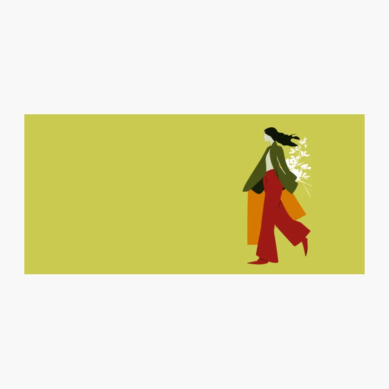 Modern Minimalist Fashion Illustration of Walking Woman Coffee Mug