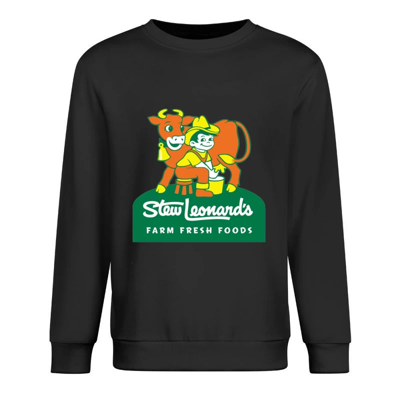 Stew Leonard's Vintage Farm Fresh Foods Logo with Cartoon Cow Male Pullover Sweatshirt