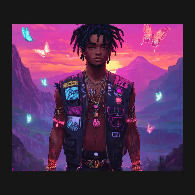 Surreal Punk in Butterfly Mountain Sunset Mouse Pad