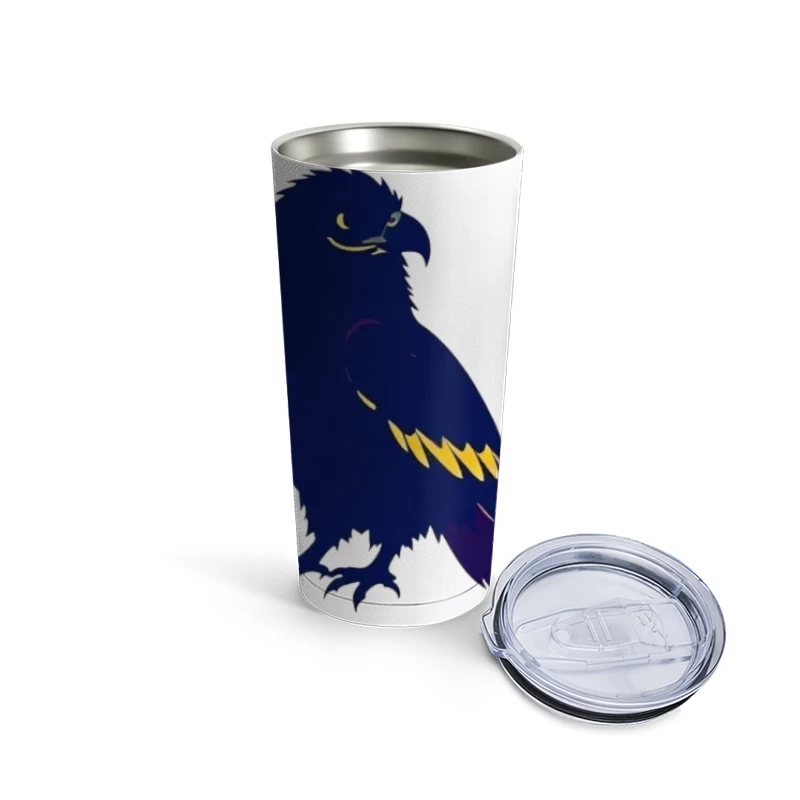 Stylized Navy Blue Raven Mascot Illustration Travel Mug