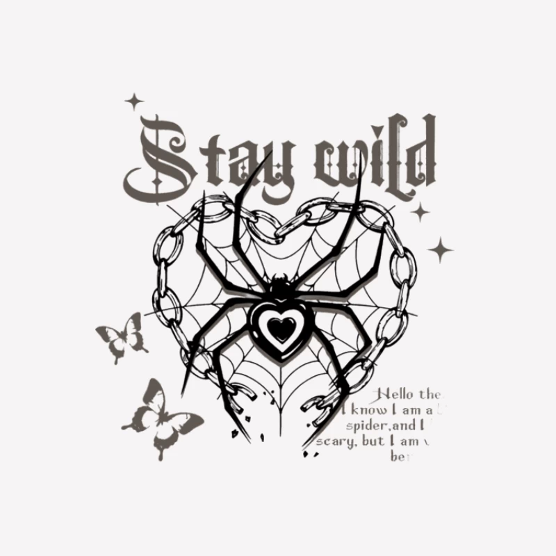 Bleib wild mit Spinne und Herzen Herren T-Shirt
