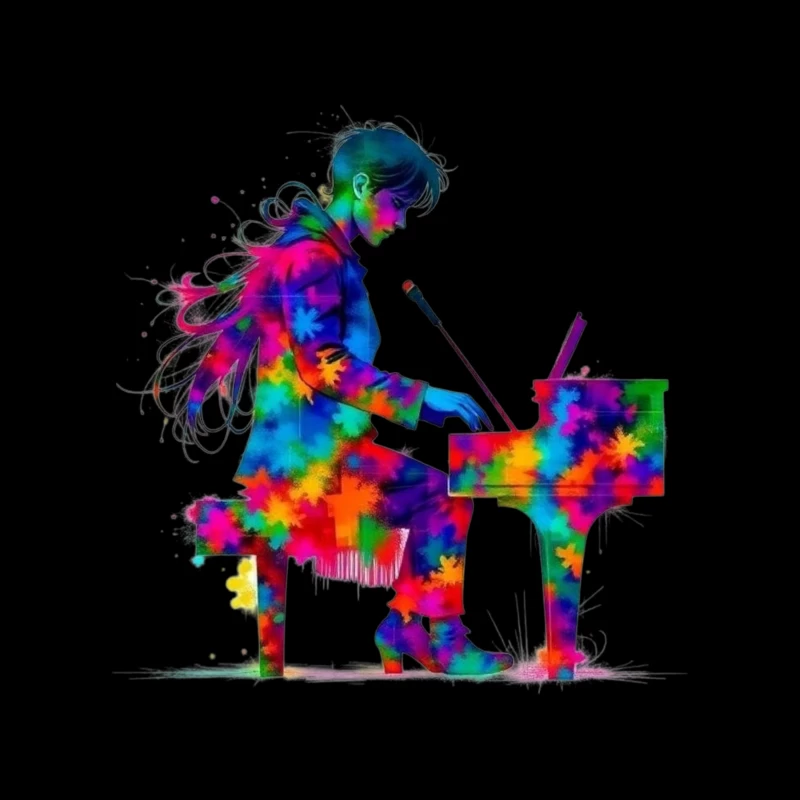 Colorful Piano Performance Tapestry