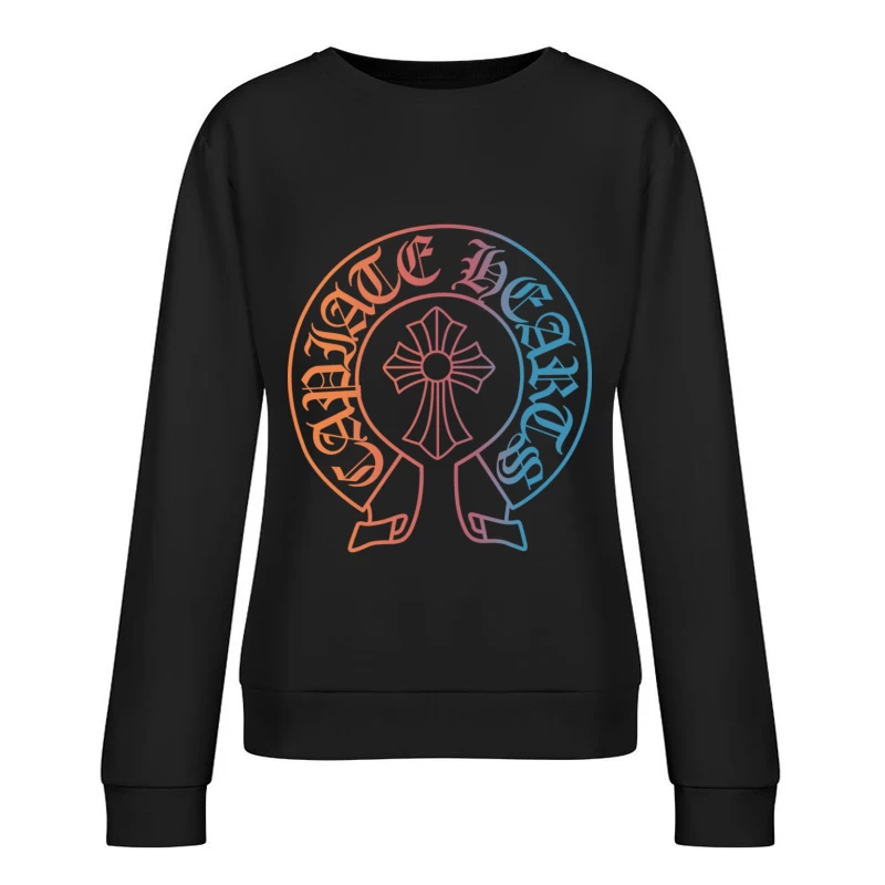 Gotisches Kreuz und Schriftzug Design Damen Pullover Sweatshirt