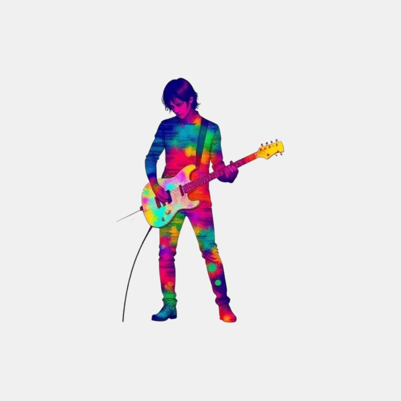 Colorful Musician Playing Electric Guitar Male Tank Top