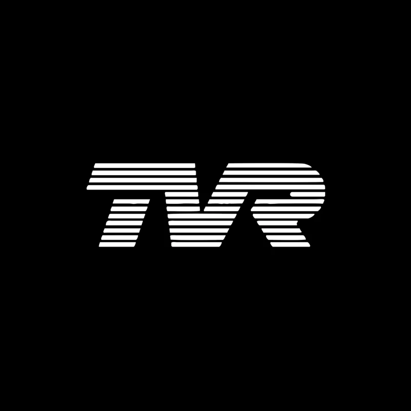 Minimalist TVR Logo Design with Line Pattern Coffee Mug