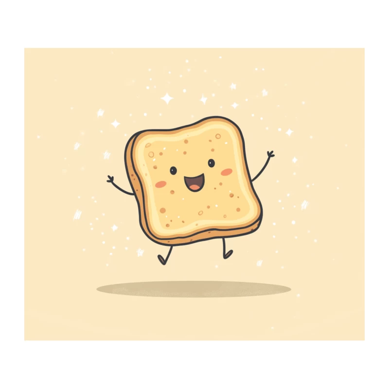 Cute Happy Cartoon Toast Kawaii Illustration Tapestry