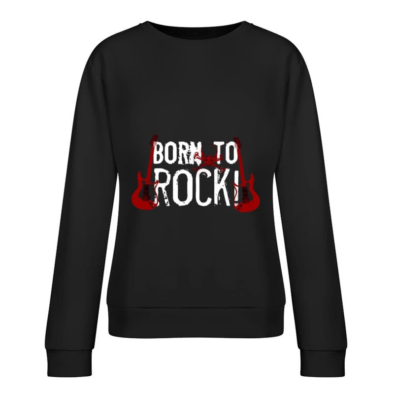 Rock Music Design Featuring Guitars and Skull Female Pullover Sweatshirt