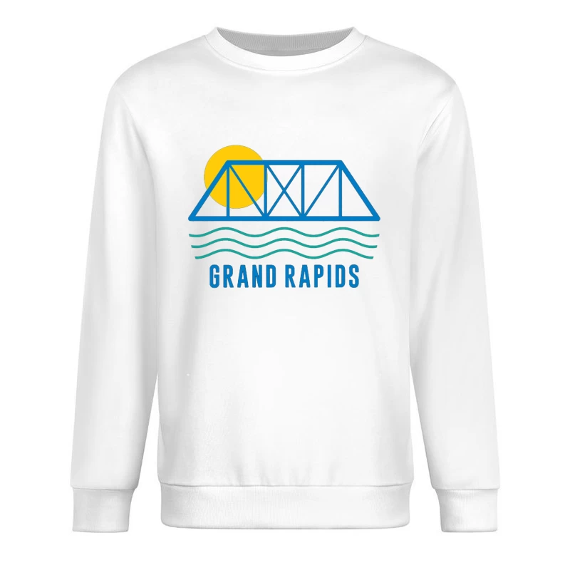 Grand Rapids City Logo with Bridge and Water Design Male Pullover Sweatshirt