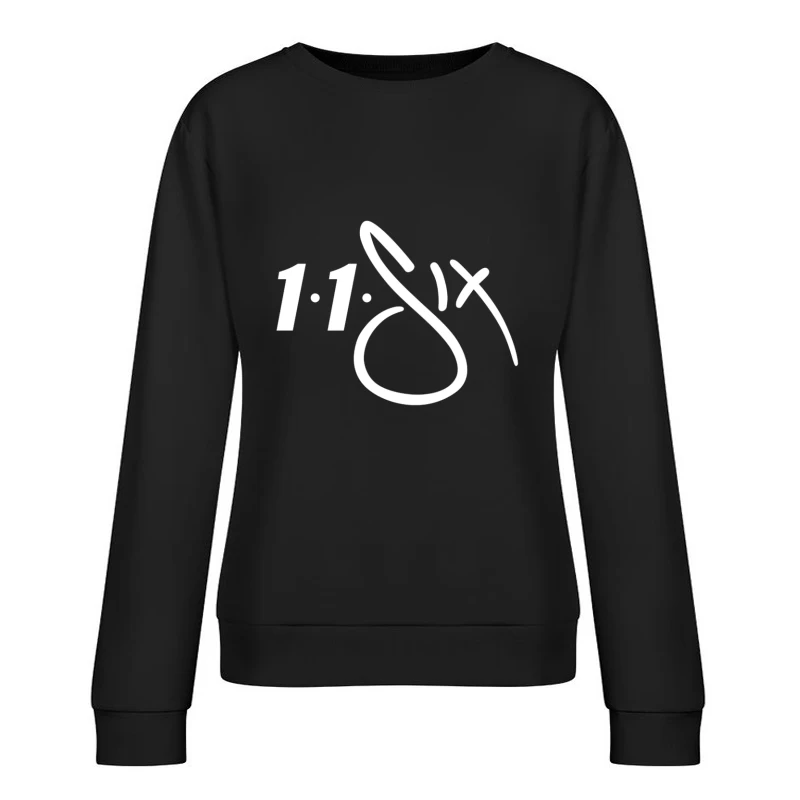 White Minimalist Number 11 Logo Outline Female Pullover Sweatshirt