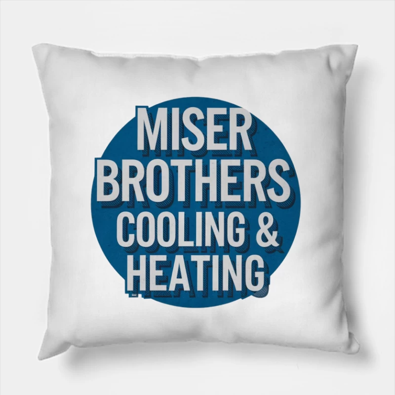 Circular Blue Logo for Miser Brothers Cooling & Heating Company Throw Pillow