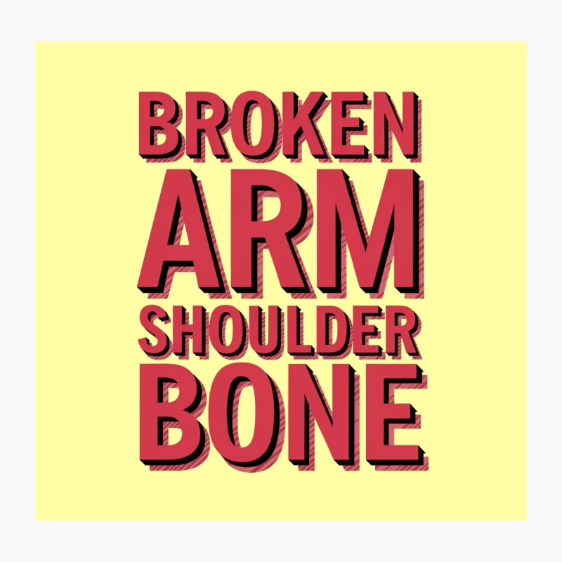 Bold Red 3D Typography: Broken Arm Shoulder Bone Throw Pillow
