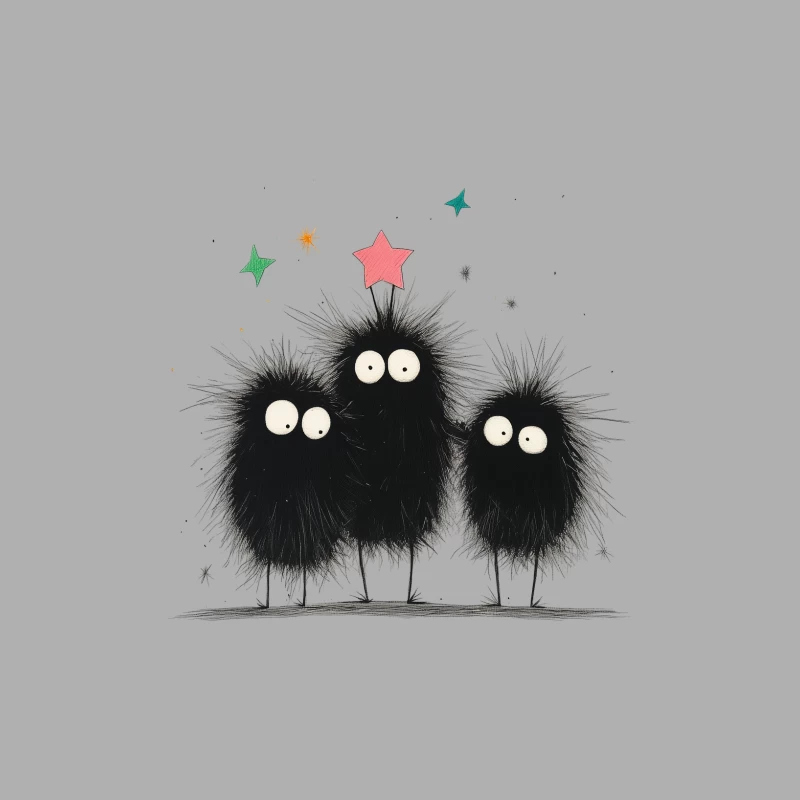 Whimsical Fuzzy Creatures with Stars Male Tank Top