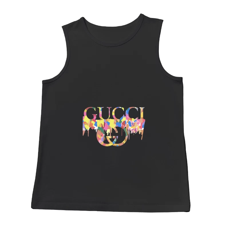 Buntes Gucci-Logo auf schwarzem Hintergrund Herren Tanktops