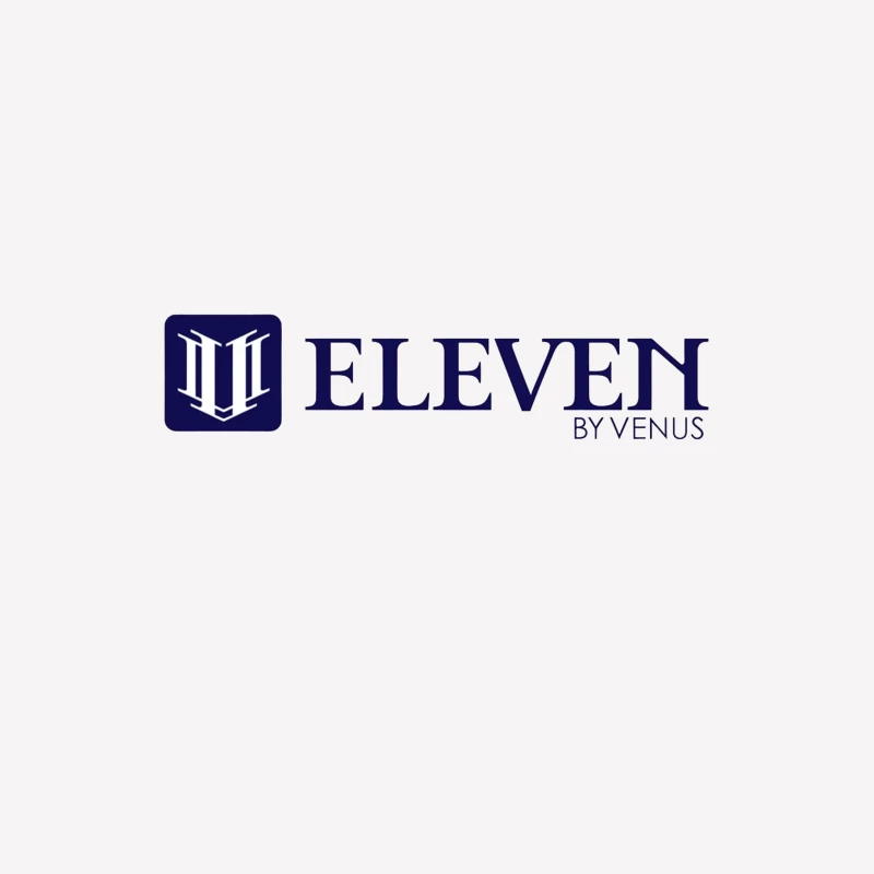 Modern Navy Blue Eleven by Venus Logo Design Female T-Shirt