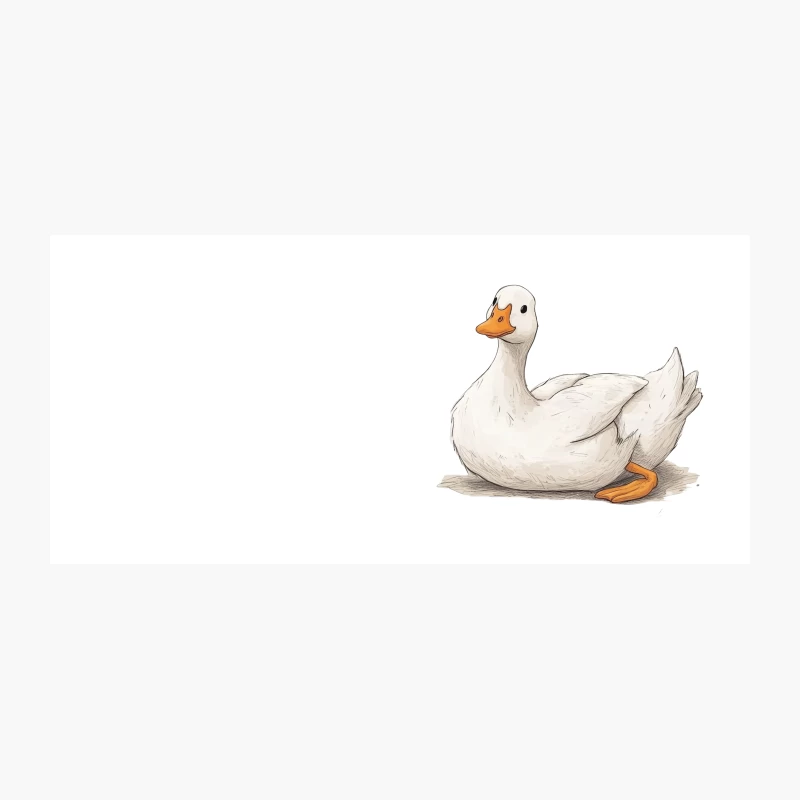 Cute Illustrated White Duck: A Charming Waterfowl Drawing Coffee Mug