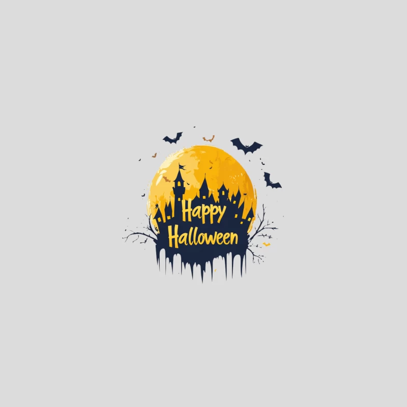 Spooky Halloween Night Greeting with Moonlit Castle Silhouette Baseball Cap