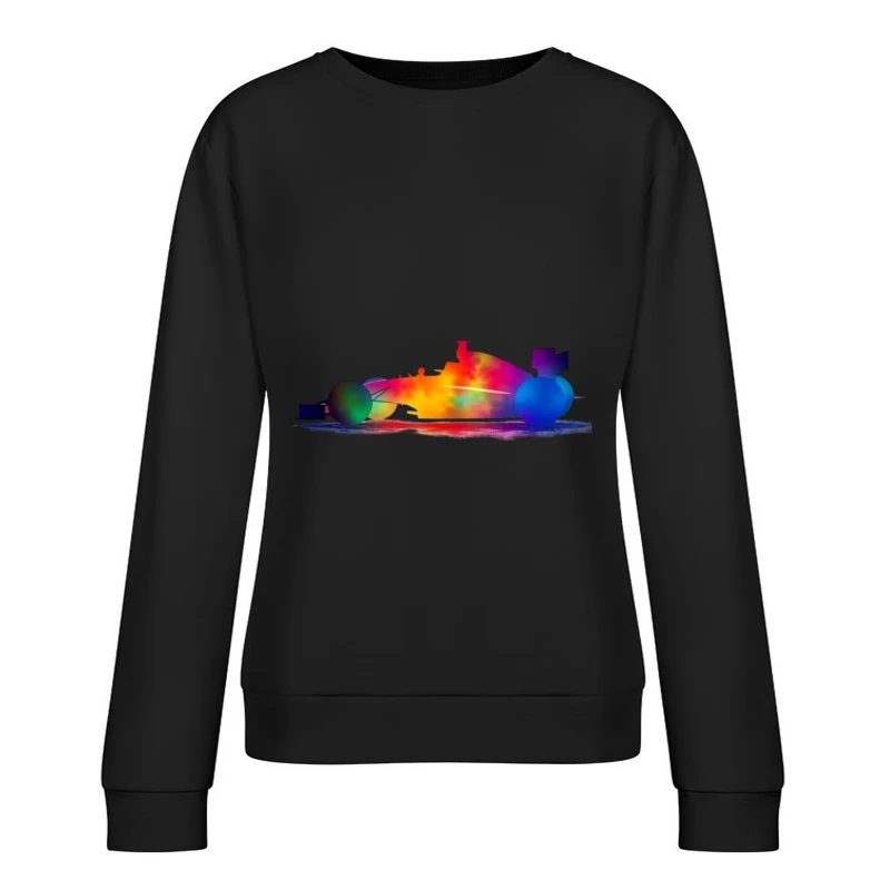 Colorful Abstract Race Car Silhouette Female Pullover Sweatshirt